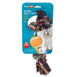 Aspen Pet Multicolored Rope Bone and Ball Cotton Dog Toy Medium