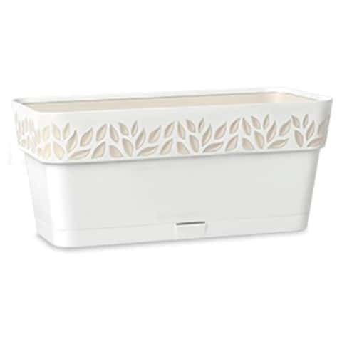 Deroma 6.7 in. H X 20 in. W X 7.09 in. D Resin Leaves Balcony Planter White