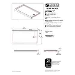 Delta Hycroft 4.5 in. H X 30 in. W X 60 in. L White Shower Base