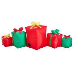 Glitzhome LED Gift Boxes Decor 35.5 in. Inflatable