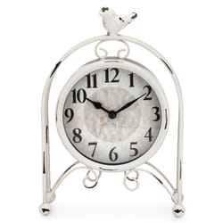 Westclox 7.29 in. H X 2.56 in. W X 9.85 in. L Weathered White Metal Table Clock