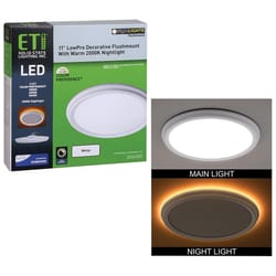 ETI 1.7 in. H X 11 in. W X 11 in. L White LED Ceiling Light Fixture with Nightlight