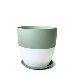 Chive Dyad 5 in. D Ceramic Flower Pot Peacock Green