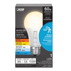 Feit A19 E26 (Medium) LED Motion Activated Bulb Adjustable White 60 Watt Equivalence 1 pk