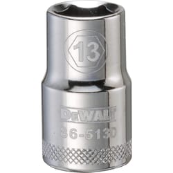 DeWalt 13 mm X 1/2 in. drive Metric 6 Point Socket 1 pc