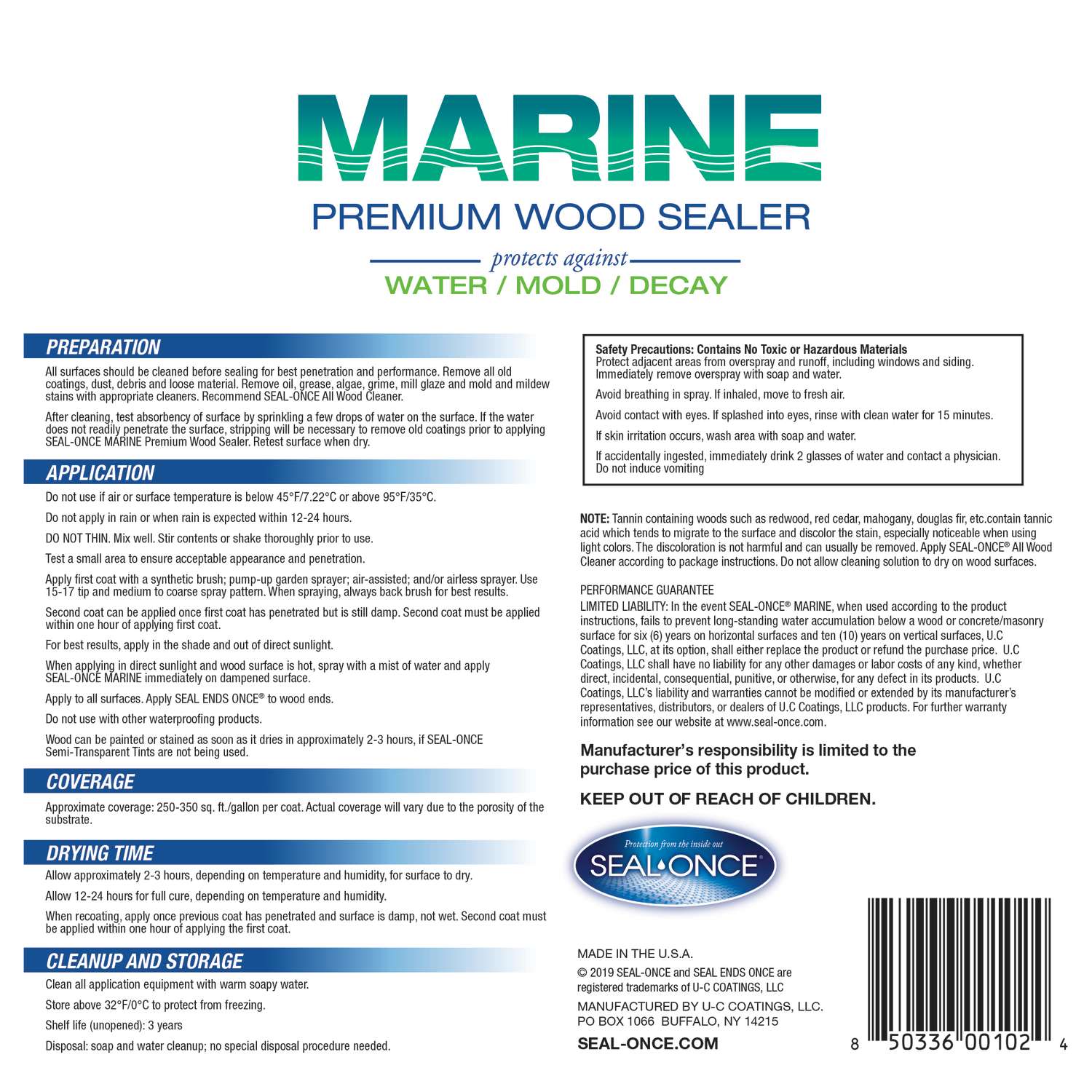 Seal Once Marine Premium Wood Sealer CLEAR 1 GAL READ DETAILS