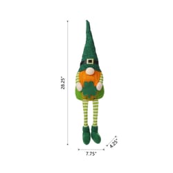 Glitzhome Happy St. Patrick's Day Gnome Shelf Sitter with Dangling Legs Polyester/Sand 1 pc