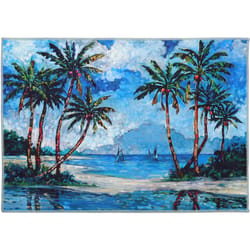 Olivia's Home 22 in. W X 32 in. L Multi-Color Tropical Island Palms Polyester Accent Rug