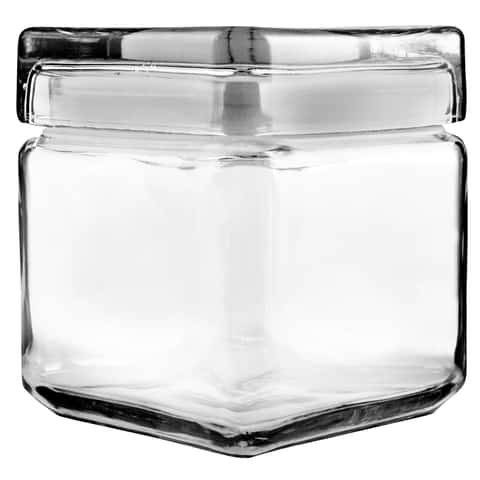 2 Quart Anchor Square Jar with Glass Lid | 4 Pack