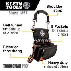 Klein Tools Tradesman Pro 7.5 in. W X 9-1/2 in. H Ballistic Polyester Tool Pouch Black 1 pc