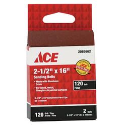 Ace 16 in. L X 2-1/2 in. W Aluminum Oxide Sanding Belt 120 Grit Fine 2 pc