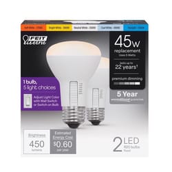 Feit R20 E26 (Medium) LED Bulb Adjustable White 45 Watt Equivalence 2 pk