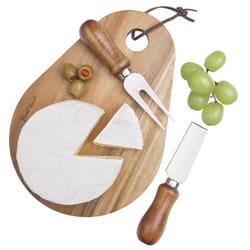 Final Touch 7 in. L X 7.5 in. W X 1.6 in. Acacia Wood Cheese Board with Slicer