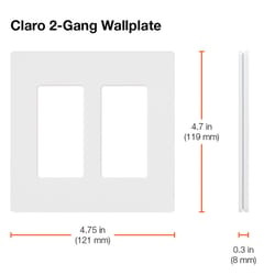 Lutron Claro Black 2 gang Plastic Decorator Wall Plate 1 pk
