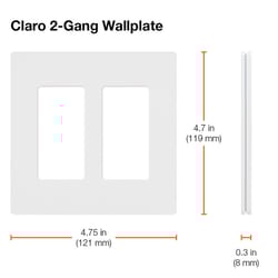 Lutron Claro Black 2 gang Plastic Decorator Wall Plate 1 pk