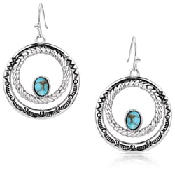 Montana Silversmiths Women's Enchanted Soul Hoop Silver/Turquoise Earrings