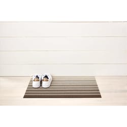 Chilewich 18 in. W X 28 in. L Taupe Block Stripe Vinyl Door Mat