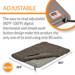 K&H Pet Prodcuts Lectro-Kennel Gray Fleece Heated Pet Bed 22.5 in. W X 28.5 in. L