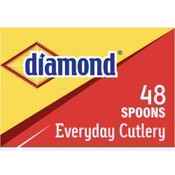 Diamond White Plastic Heavy Duty Spoons 48 pk