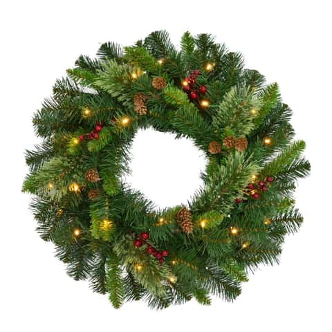 Celebrations Home 10 in. D X 9 ft. L LED Prelit Warm White Mixed Pine  Garland - Ace Hardware