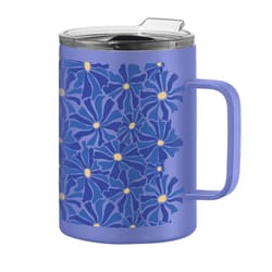 OGGI 14 fl. oz. Blue BPA Free Floral Thermal Travel Mug