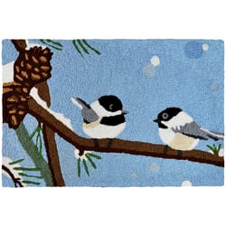 Jellybean 20 in. W X 30 in. L Multi-Color Chickadee & Pine Cone Polyester Accent Rug