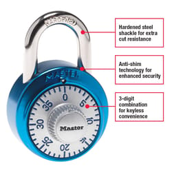 Master Lock 1-7/8 in. W Steel 3-Dial Combination Combination Padlock