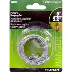 HILLMAN AnchorWire Steel-Plated Conventional Picture Hanging Set 5 lb 5 pk