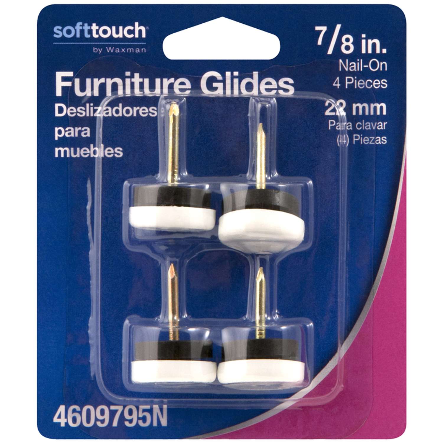 Softtouch White 7/8 in. NailOn Plastic Chair Glide 4 pk Ace Hardware