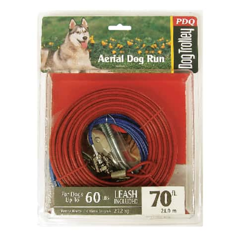 PDQ Red Tie-Out Vinyl Coated Cable Dog Tie Out Large