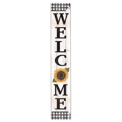 My Word! Black/White Wood 46.5 in. H Welcome - Sunflower Porch Sign