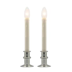 Celestial Lights Brushed Nickel no scent Scent LED REMOTE Battery Operated Taper Window Candle