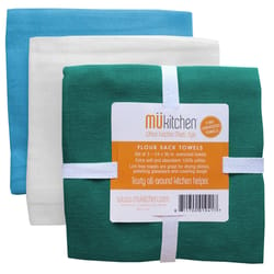 Mu Kitchen Peacock Cotton Flour Sack Towel 3 pk