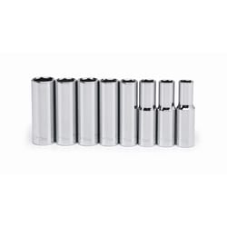 Crescent 1/2 in. X 1/2 in. drive Metric 6 Point Deep Well Socket Set 8 pc
