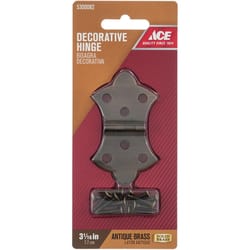 Ace 1-11/16 in. W X 3-1/16 in. L Antique Brass Brass Decorative Hinge 2 pk