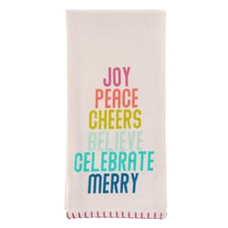 Karma Gifts Multicolored Cotton Joy, Peace, Cheers Tea Towel 1 pk