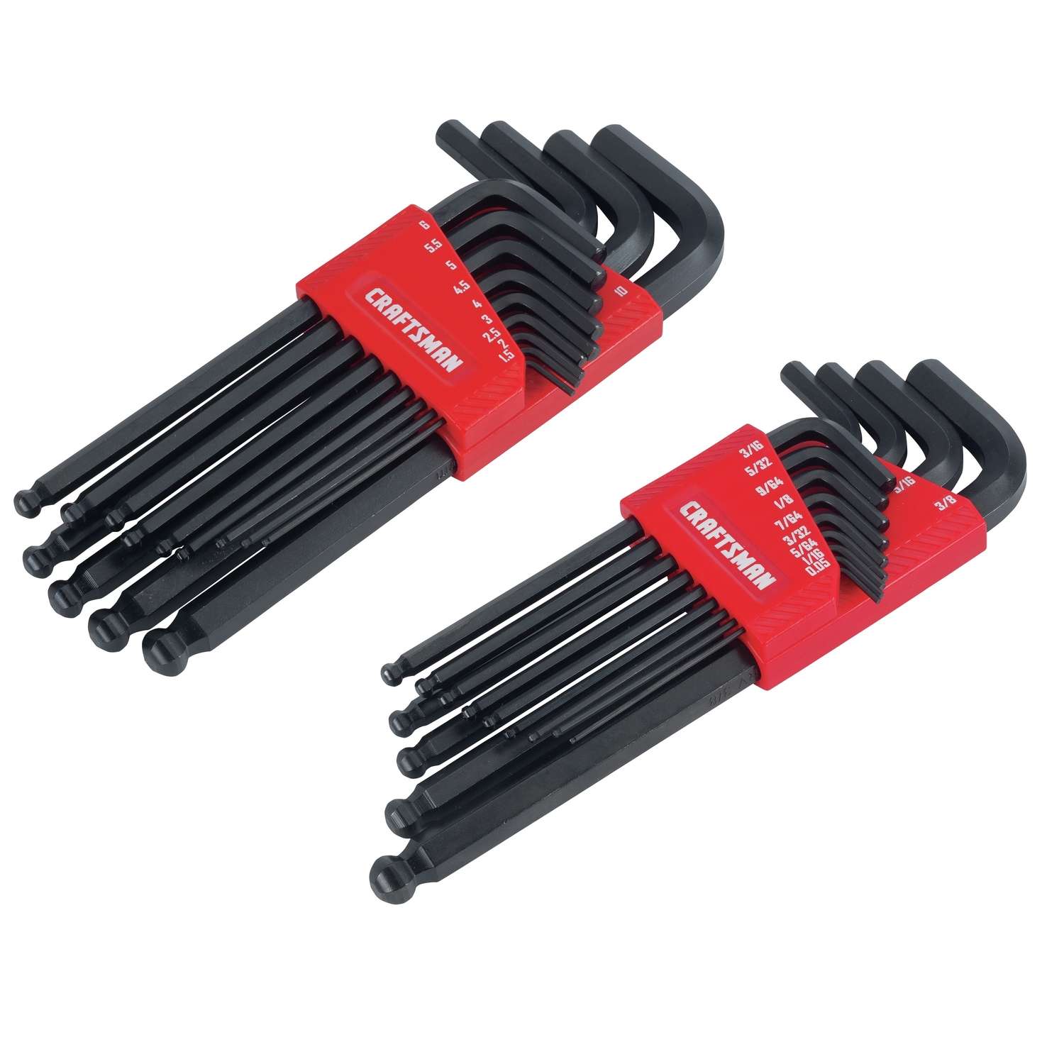 Craftsman 1/4 Metric and SAE Long and Short Arm Ball End Hex Key Set 13
