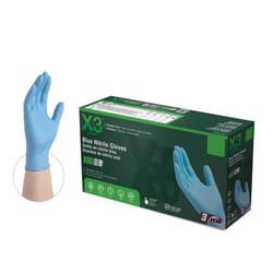 X3 Nitrile Disposable Gloves XX-Large Blue Powder Free 100 pk