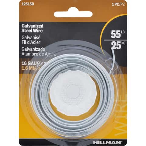 Hillman 25 ft. L Galvanized Steel 16 Ga. Wire Hillman 25 ft. L Galvanized Steel 16 Ga. Wire