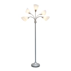 Simple Designs 67 in. Silver/White Floor Lamp