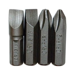 GreatNeck Phillips/Slotted/Square 1 in. L Impact Bit Chrome Vanadium Steel 4 pc