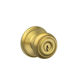 Schlage Georgian Satin Brass Entry Knobs 1-3/4 in.