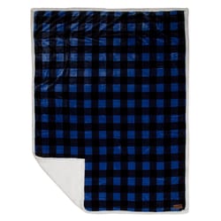 Carstens Inc 68 in. H X 54 in. L Blue/Black/White Polyester Plush Throw Blanket