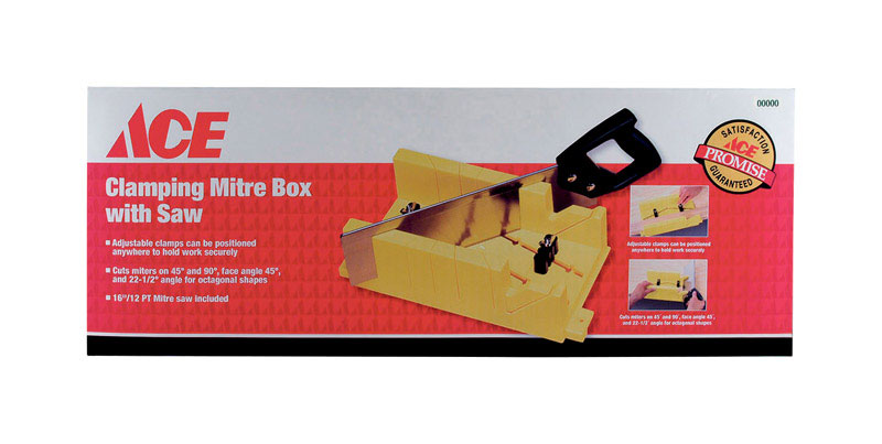 Ace 12 in. L X 4 in. W High Impact Polypropylene Clamping Mitre Box with Saw Yellow 1 pc -  02514001