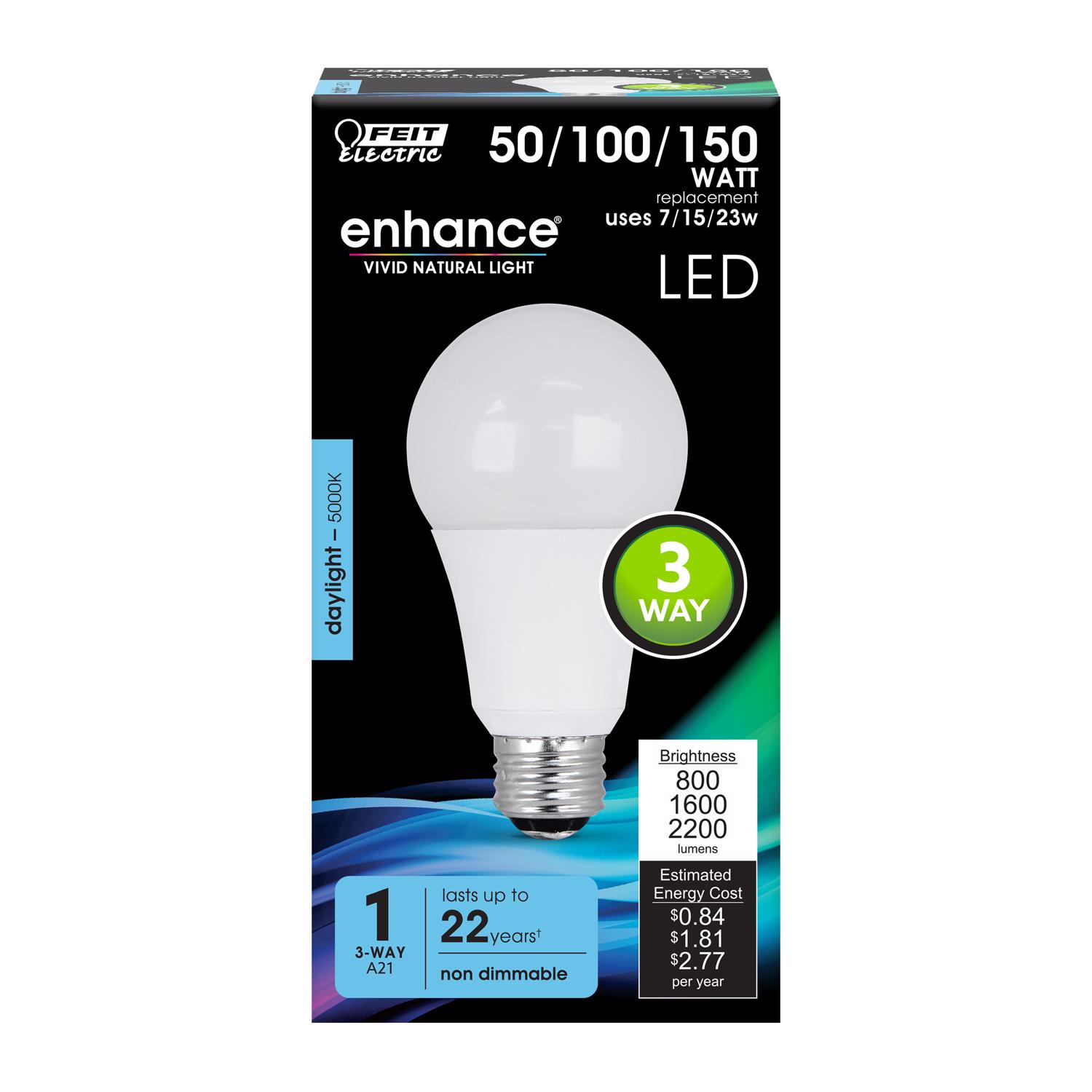 Photos - Light Bulb Enhance Feit  A21 E26  LED Bulb Daylight 50/100/150 Watt Equivalenc (Medium)