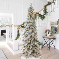 Glitzhome 9 ft. Pencil LED 470 ct Spruce Christmas Tree