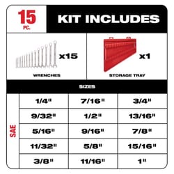 Milwaukee Max Bite SAE Combination Wrench Set 15.04 in. L 15 pc