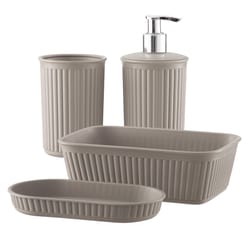 Superio Brand Matte Taupe Plastic Bath Accessory Set