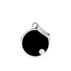 MyFamily Basic Handmade Black Circle Aluminum Dog Pet Tags Medium