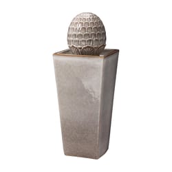 Glitzhome Ceramic Sand Beige 35.75 in. H Artichoke Pedestal Fountain